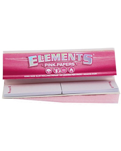 ELEMENTS PINK KING SIZE SLIM ROLLING PAPER & TIPS