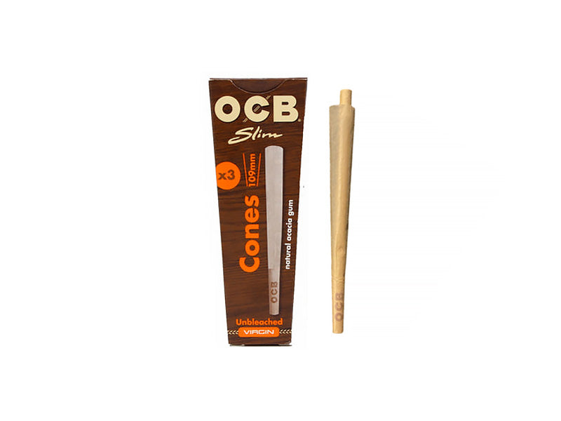 OCB SLIM VIRGIN UNBLEACHED KING SIZE CONES (3 cones)