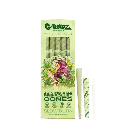 G-ROLLZ PRE ROLLED CONES KINGSIZE 20 PACK - BIO ORGANIC GREEN HEMP