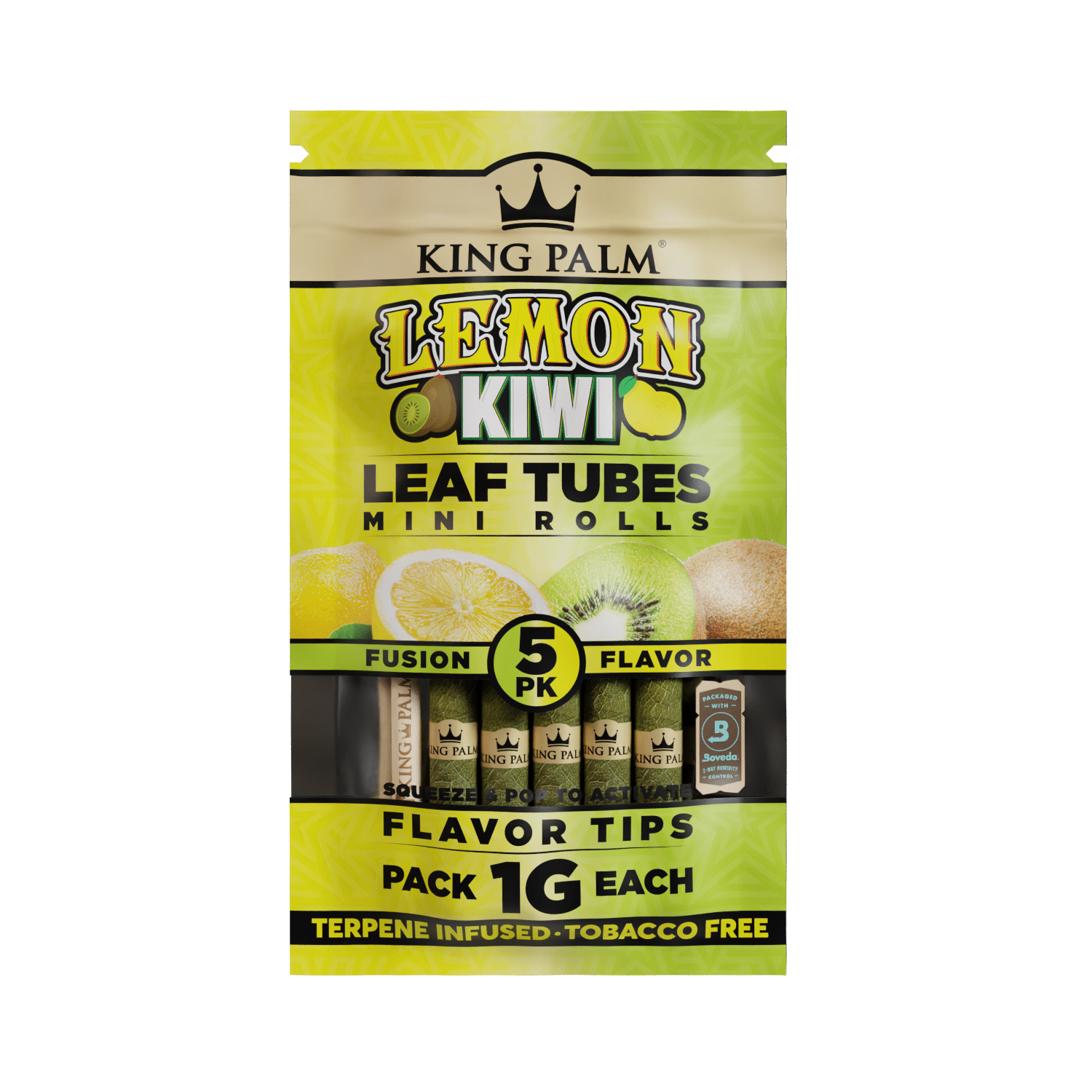 KING PALM MINI LEAF ROLLS 5PK - LEMON KIWI