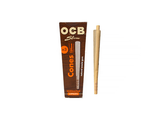 OCB SLIM VIRGIN UNBLEACHED KING SIZE CONES (3 cones)