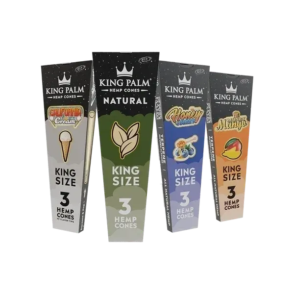 KING PALM HEMP CONES WITH POP TIPS - KING SIZE (3 PACK)